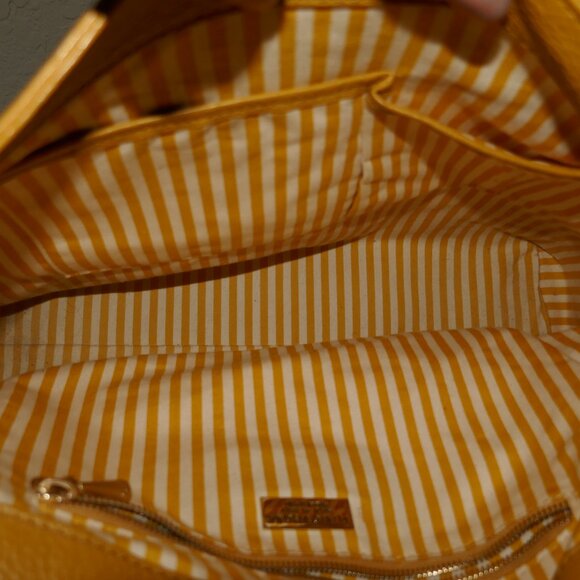 Plinio Visona Made in Italy Genuine Leather Mustard Yellow Large Crossbody Bag - Picture 12 of 14